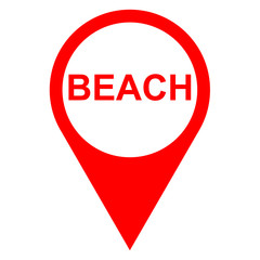 Icono texto BEACH localizacion rojo