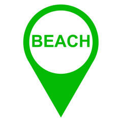 Icono texto BEACH localizacion verde