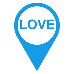 Icono texto LOVE localizacion azul
