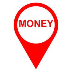 Icono texto MONEY localizacion rojo