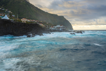 Rocky coast of Porto Moniz, Madeira island (Portugal)