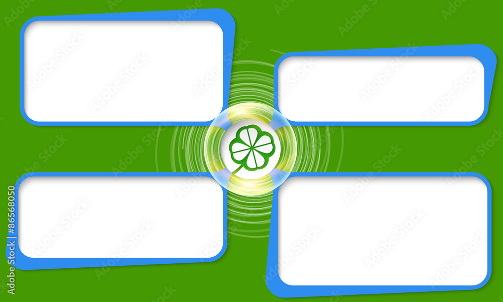 Poster four connected frames for your text and cloverleaf