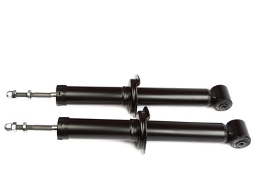 Car shock absorber on white background.
