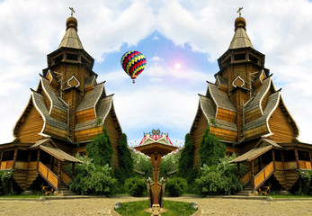 Magic church stunning fantasy fairy tale surreal landscape wonderland.