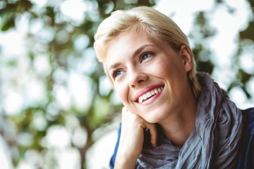 Thoughtful pretty blonde looking away