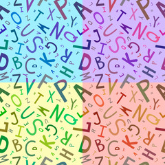 Seamless pattern of colored letters