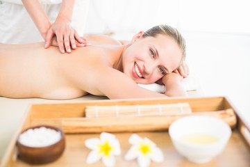 Fototapeta na wymiar Woman enjoying a back massage 