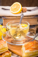 lemon pie with tea