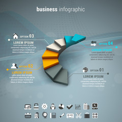 Business infographic made of stairs.