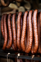 Traditional food. Smoked sausage.
