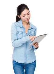 Woman use of the digital tablet