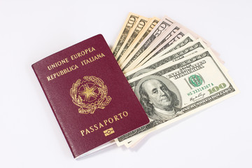 Italian passport and a bunch of dollars