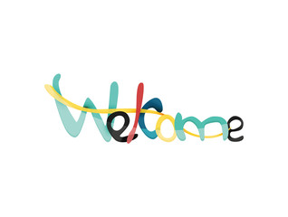 Welcome word, drawn lettering typographic element