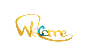 Welcome word, drawn lettering typographic element