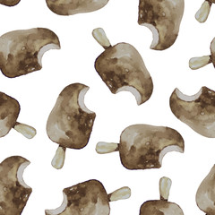 Seamless pattern with wattercolor icecreams