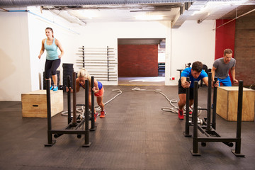 Group Of People In Gym Circuit Training