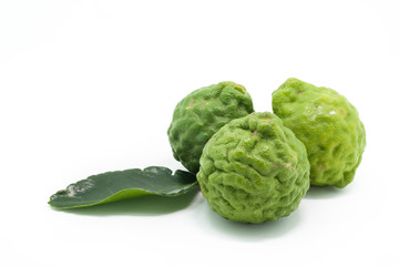 Kaffir lime (Bergamot) isolated on white background