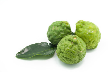 Kaffir lime (Bergamot) isolated on white background