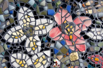 Gordijnen Mosaic Tiles Closeup Background © Jill Lang
