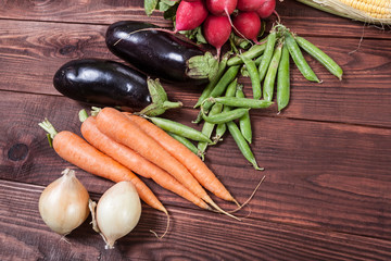 Vegetables on wood background