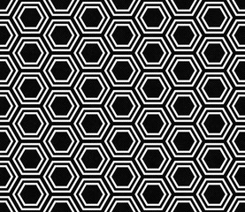 Black and White Hexagon Tile Pattern Repeat Background