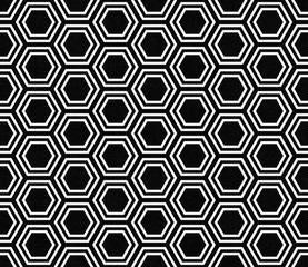 Black and White Hexagon Tile Pattern Repeat Background