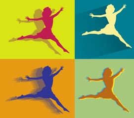 silhouette icon spring girls