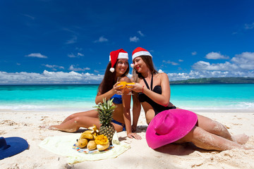 Celebrating christmas on tropical beach