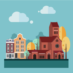 Flat Design Urban Landscape Illustration