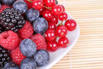 Assortment of berries on plate