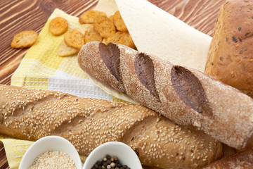 Different bread. Food background.