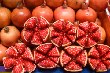 Ripe pomegranate fruit isolated in market