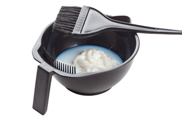 Bowl with peroxide and brush