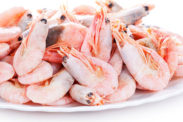 Pile of shrimps on plate
