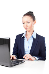 Business woman sitting with laptop