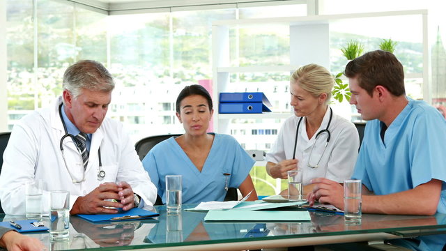 Medical team working together during meeting