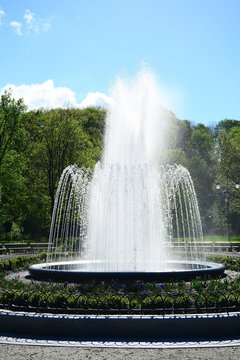 Fountain in Uzupis park in Vilnius town