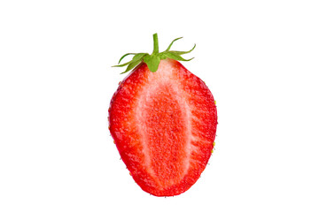 Half of sliced strawberry isolated on white