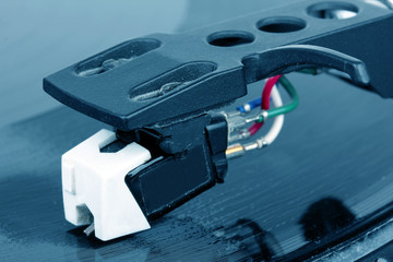 Fototapeta premium Dj needle on spinning record