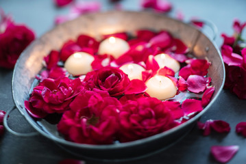 red roses and candles