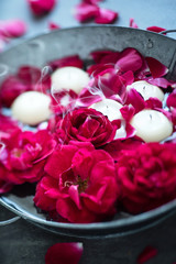 red roses and candles