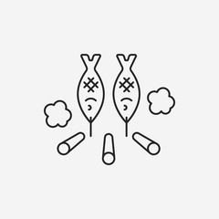 frying fish line icon