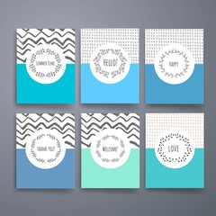 Modern cards design template with grungy rough colorful brush