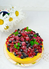 cake  with fresh summer  berries
