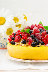 cake  with fresh summer  berries