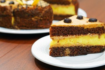 close-up piece of cake on the table
