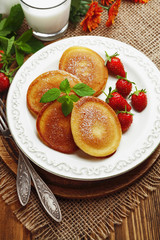 Homemade pancake with sugar powder