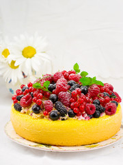 cake  with fresh summer  berries