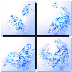 Fototapeta na wymiar Abstract blue background with butterfly 