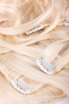 Hair blond extensions set